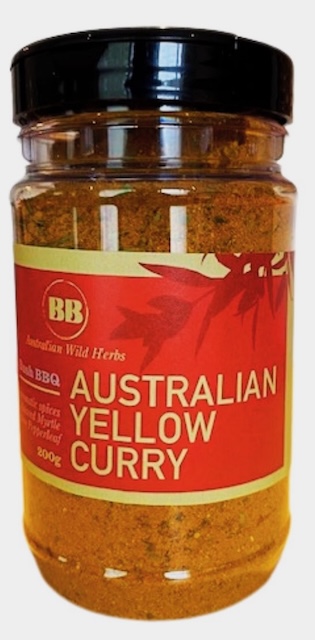 Australian Yellow Curry fused with Australian wild herbs makes a delicious seafood curry