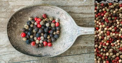 A feisty combo of red, green, white and black peppercorns with Australian pepperberries