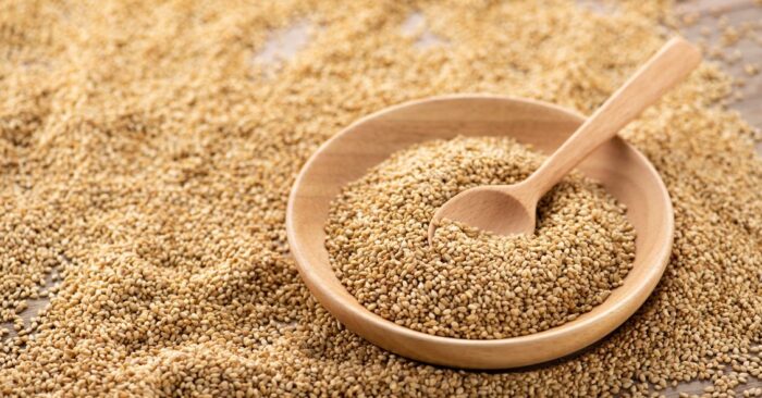 Sesame seeds, white. A great addition to salads