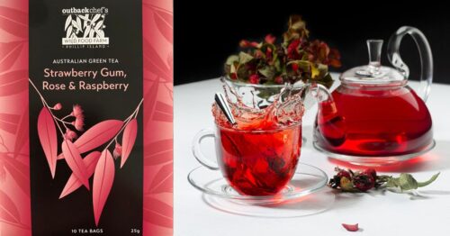 Australian grown Strawberry Gum tree pars beautifully with Rose and Raspberry and Australian sench tea, a delicious berrry combo