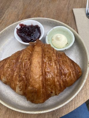 Croissant with jam and fresh Gippsland butter