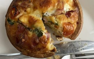 Our Bacon and Egg pie with warrigals has fast become a favourite with the locals