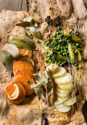 vegetables cooked in paperbark are a traditional way to cook
